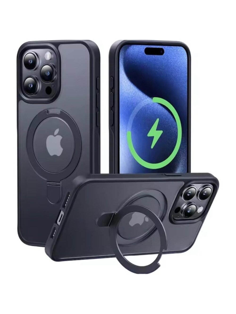 Matte Black Magnetic Magsafe Compatible iPhone 14 Pro Max Case Lens Protect